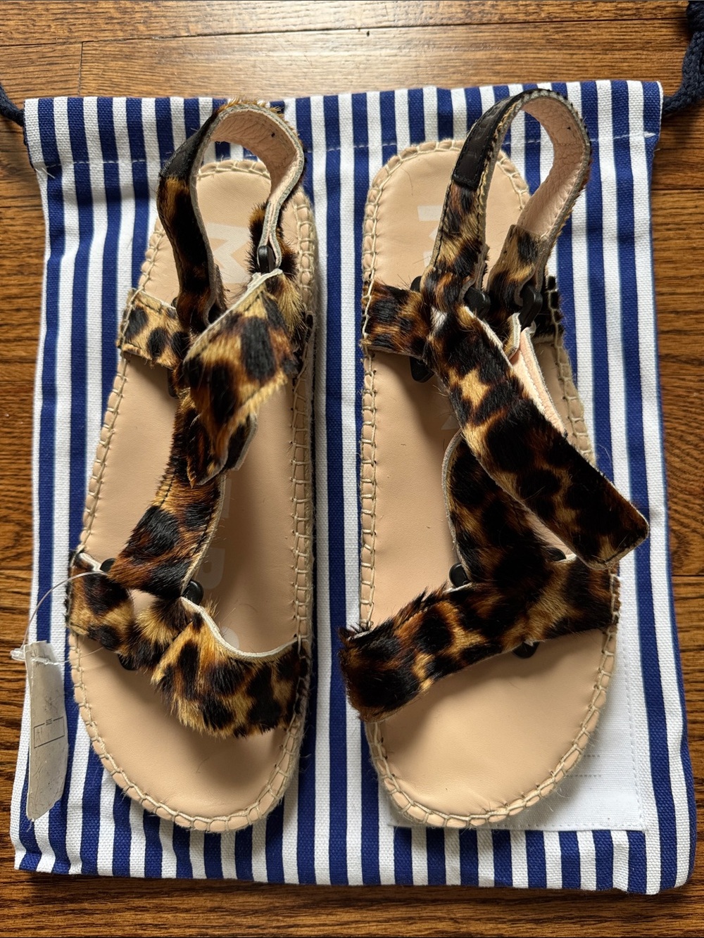 Manebi leopard calf hair sandals from Neiman Marcus